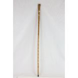 Vintage Walking Stick with Carved Stem and Head Handle