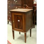 Edwardian Mahogany Inlaid Bedroom Cabinet with Swan Neck Upstand