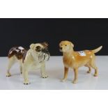 Beswick ceramic model of a Bulldog "Ch Basford British Mascot" & a Labrador "Solomon of Wendower"