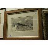 Cycling interest - Early 20th century pen and ink of cyclist on a track in Buxton, signed