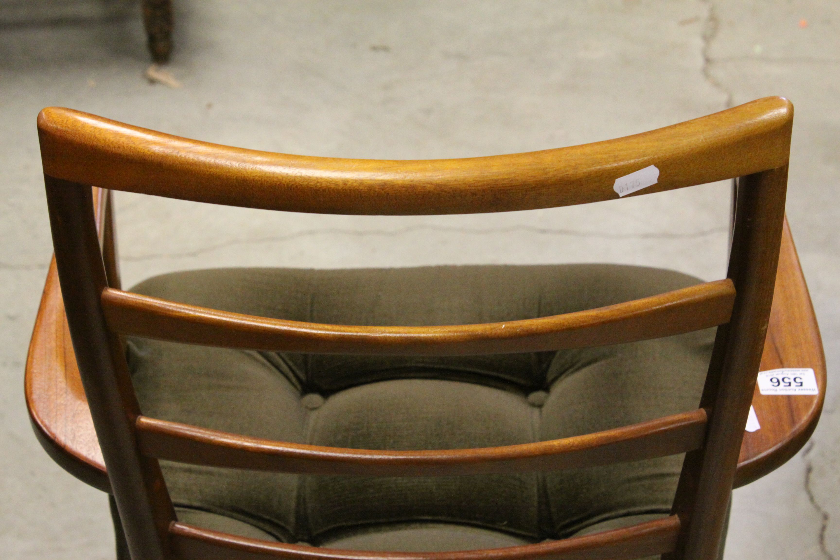 Retro Danish Style Teak Elbow Chair with Padded Seat - Image 5 of 7