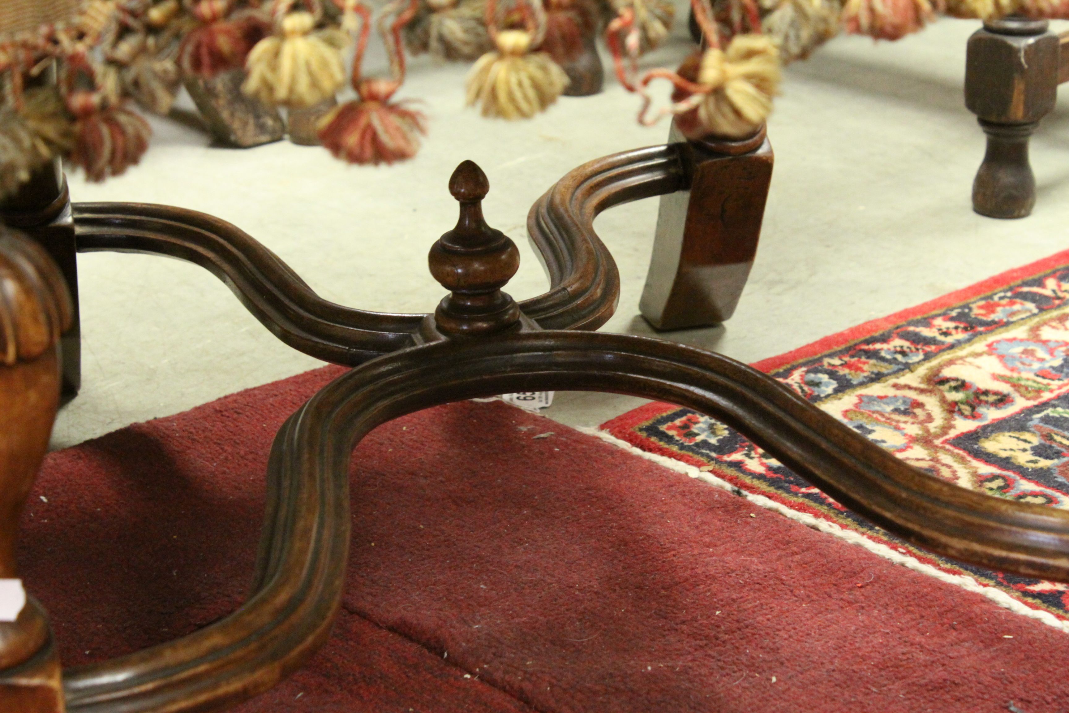 Pair of 17th century Style Chairs, the needlework covered seat and back with fringes and tassles - Image 6 of 7