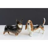 Beswick ceramic model of a Corgi "Black Prince" & a Bassett Hound