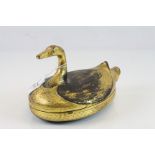 Gold and Black Lacquered Box in the form of a Chinese Duck or Goose