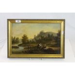 Gilt framed Oil on Board depicting a Riverside scene, marked A.S 1856 and pencil marked to