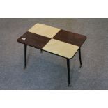 Vintage Retro Coffee Table with Chequered Top raised on four Atomic Legs, 61cm long