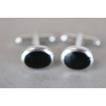 Pair of Silver Cufflinks set with Onyx