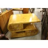 Art Deco Style Walnut Veneer ' S ' Shaped Coffee Table with four drawers either side