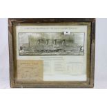 Titanic - Framed and Glazed Print of Section Drawing of the Giant Liner ' Titanic ' together with