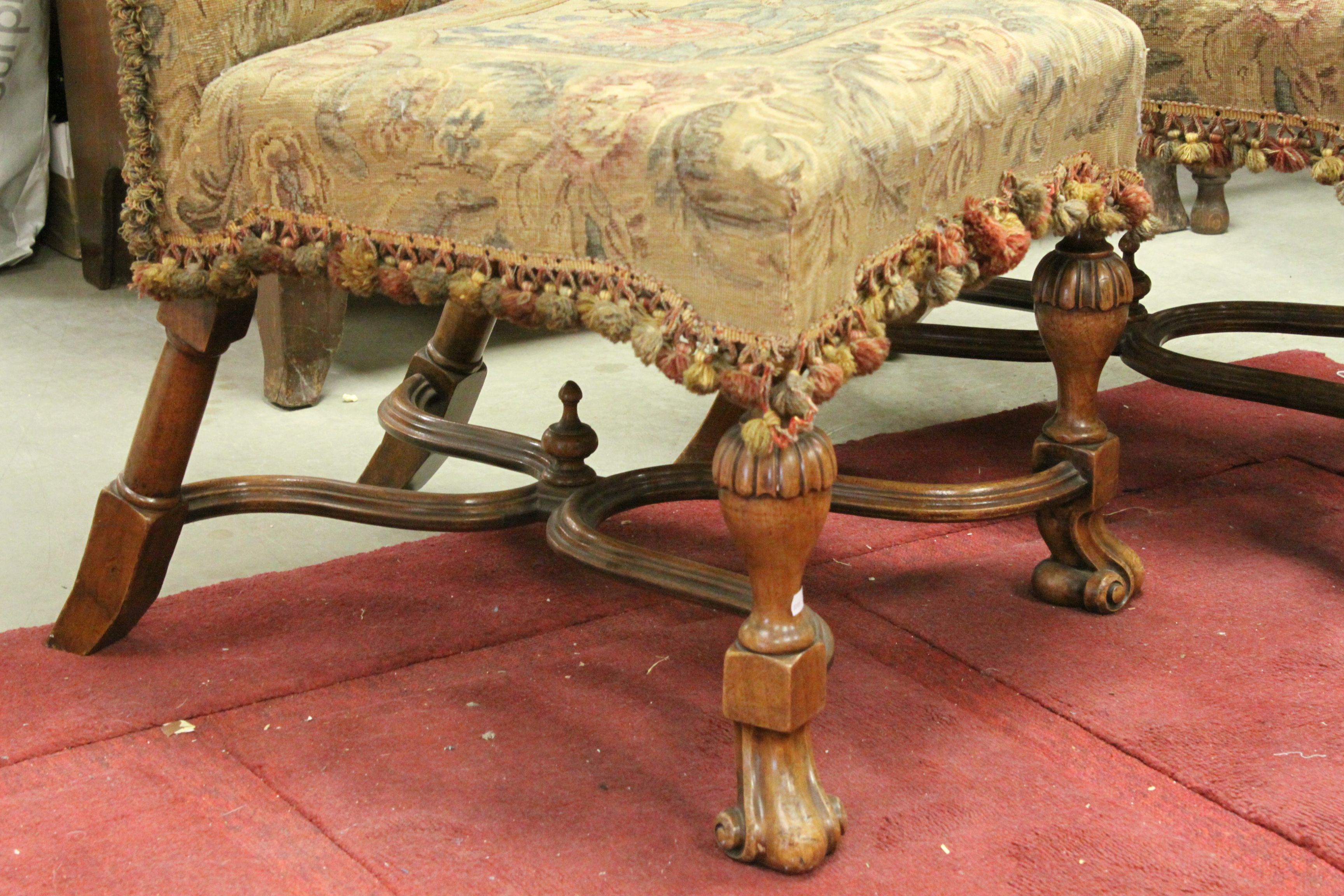 Pair of 17th century Style Chairs, the needlework covered seat and back with fringes and tassles - Image 2 of 7