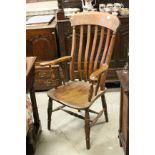 19th century Elm Seated Lathe Back Farmhouse Elbow Chair