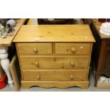 Small Pine Chest of Two Short over Two Long Drawers