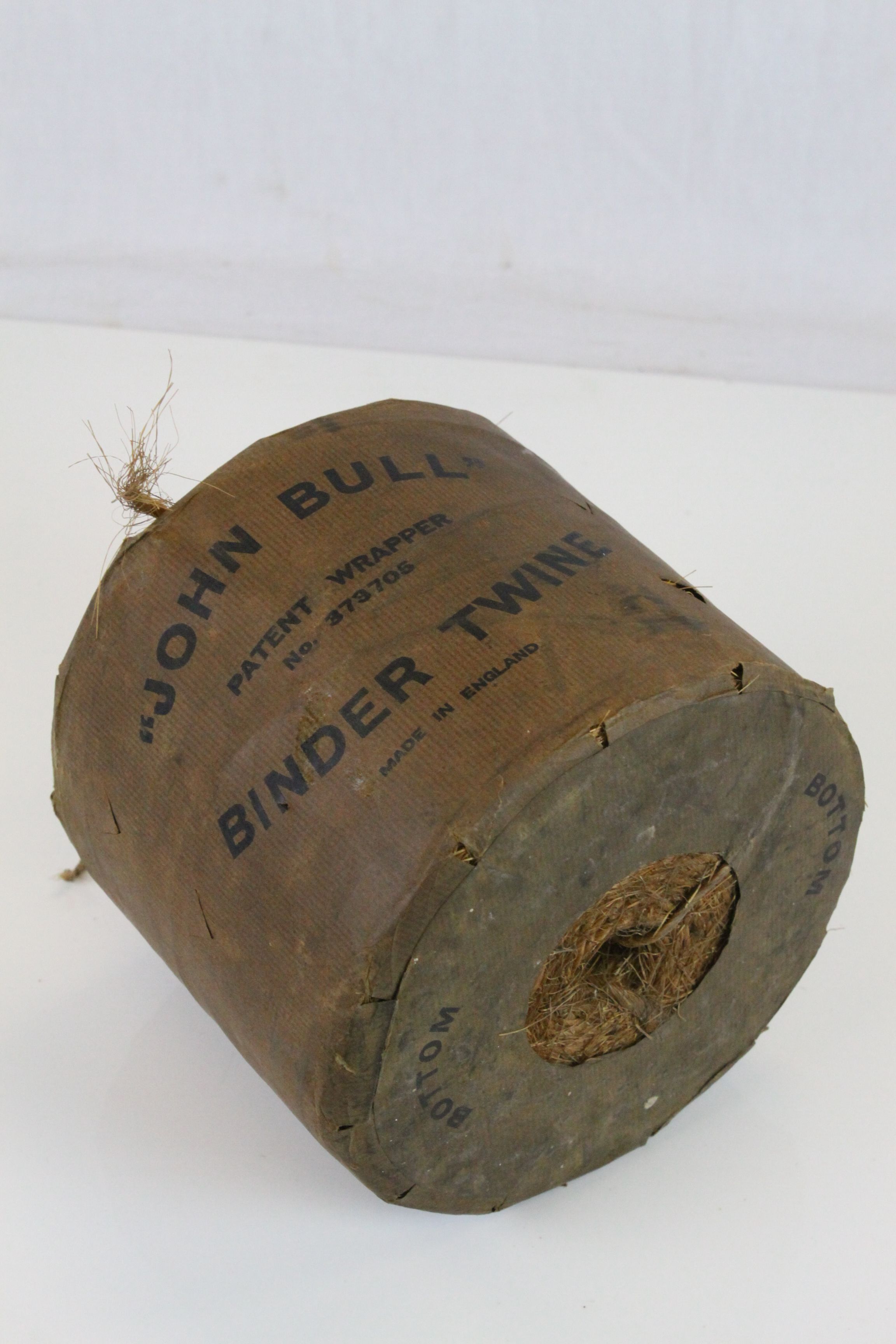 Vintage Wrapped Roll of Binder Twine marked ' John Bull Binder Twine, patent wrapper no. 379705 ' - Image 4 of 4