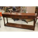 Oak 18th century Style Long Hall Table with Four Drawers and Pot Shelf Below, approx. 192cms long