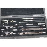 Cased Thornton Fourteen Piece Drawing Set with Lansin Stainless Finish