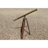 Reproduction Brass Telescope on a Wooden and Brass Tripod Stand