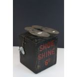 Vintage Wooden Shoe Shine Box with pair of metal shoe plated (lockable with keys)