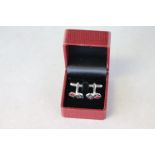 Pair of Silver Cufflinks with Dice Decoration