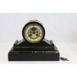 Vintage Slate & Marble mantle clock with Pendulum and Key