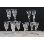 Two sets of six Sherry glasses with cut glass decoration