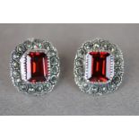 Pair of Rubilite and Marcasite Earrings