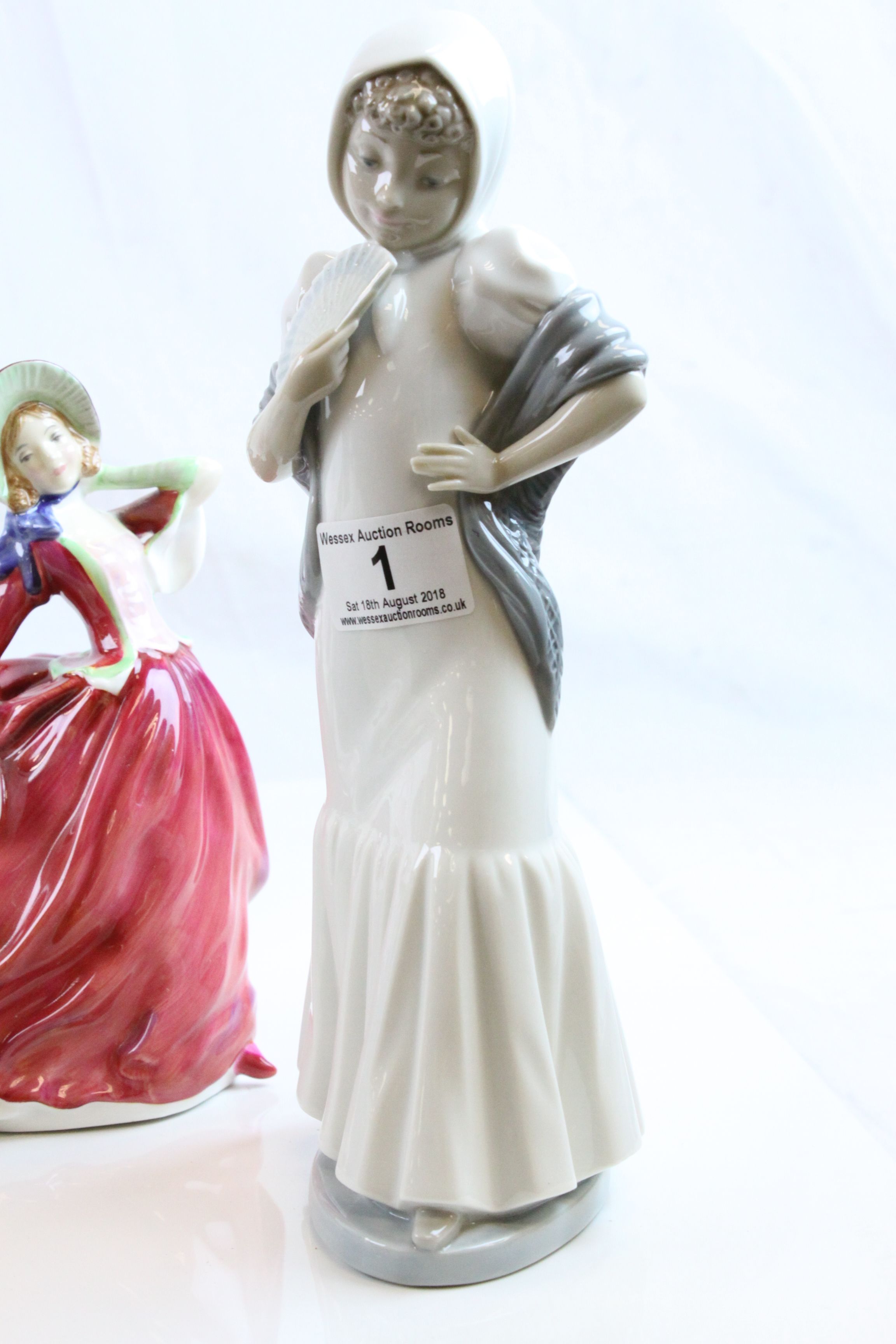 Two Nao figurines, Royal Doulton "Autumn Breezes" figurine & two Worcester figurines to include; - Image 6 of 6