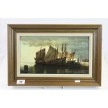 Framed Oil on board of Fishing Boats, signed by the Artist