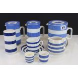 Collection of T G Green & other blue & white Kitchenware to include three jugs with ceramic lids