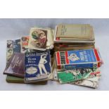 Box of Mixed Ephemera to include Postcards, Sports Interest Vintage Books, Comics, etc