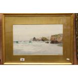 William Samuel Parkyn, Watercolour of Coastal Scene with Rocks, signed