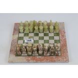 Small Onyx & Marble Chess set with matching board