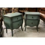 Pair of Contemporary French Style Bombe Shaped Bedside Cabinets, each with Two Drawers