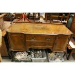 1920's / 30's Burr Walnut and Walnut Veneer Sideboard raised on cabriole legs