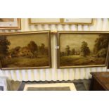 Pair of framed Oil on canvas pictures with Countryside scenes and signed "Henry Cooper"