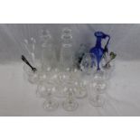 Mixed Lot of mainly Cut Glass including Two Decanters with Stoppers, Five Etched Glass Sundae
