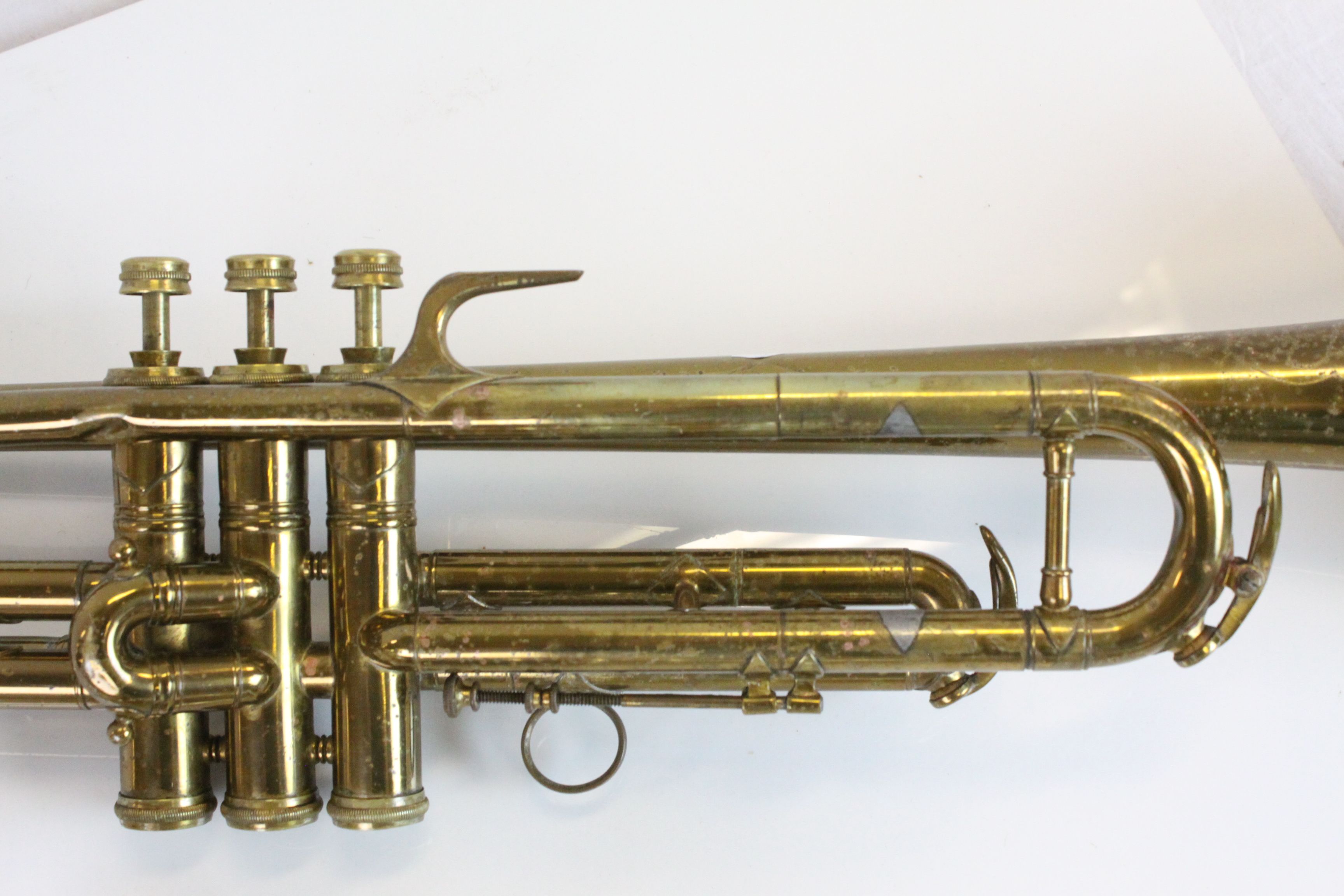 Two vintage Trumpets to include a Brass one marked "Manhattan" and a Silver plated example marked " - Image 3 of 9