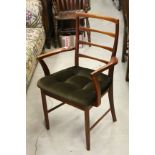 Retro Danish Style Teak Elbow Chair with Padded Seat