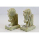 Pair of Onyx Book ends designed as Horse heads