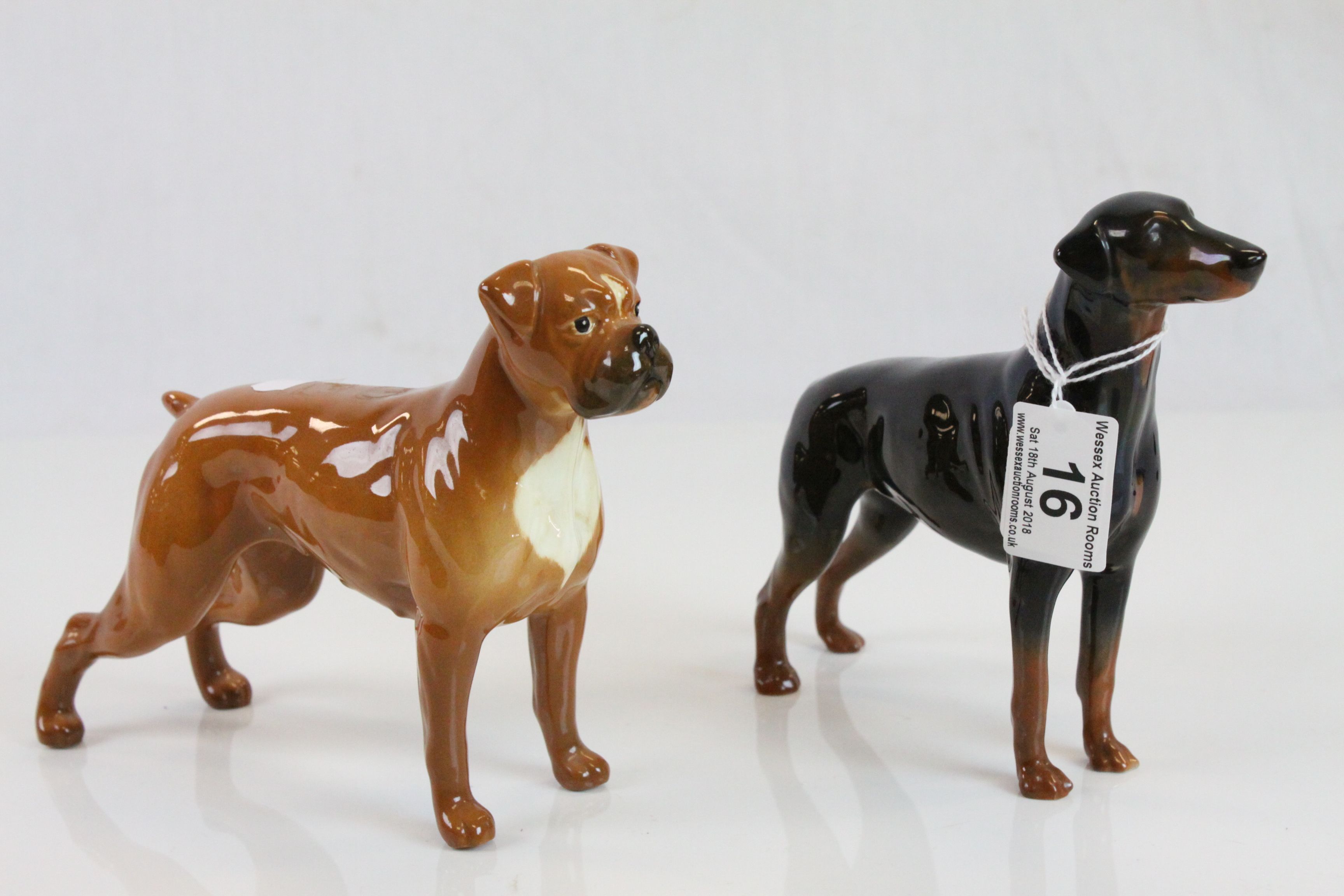 Beswick ceramic model of a Boxer dog and a Doberman