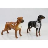 Beswick ceramic model of a Boxer dog and a Doberman