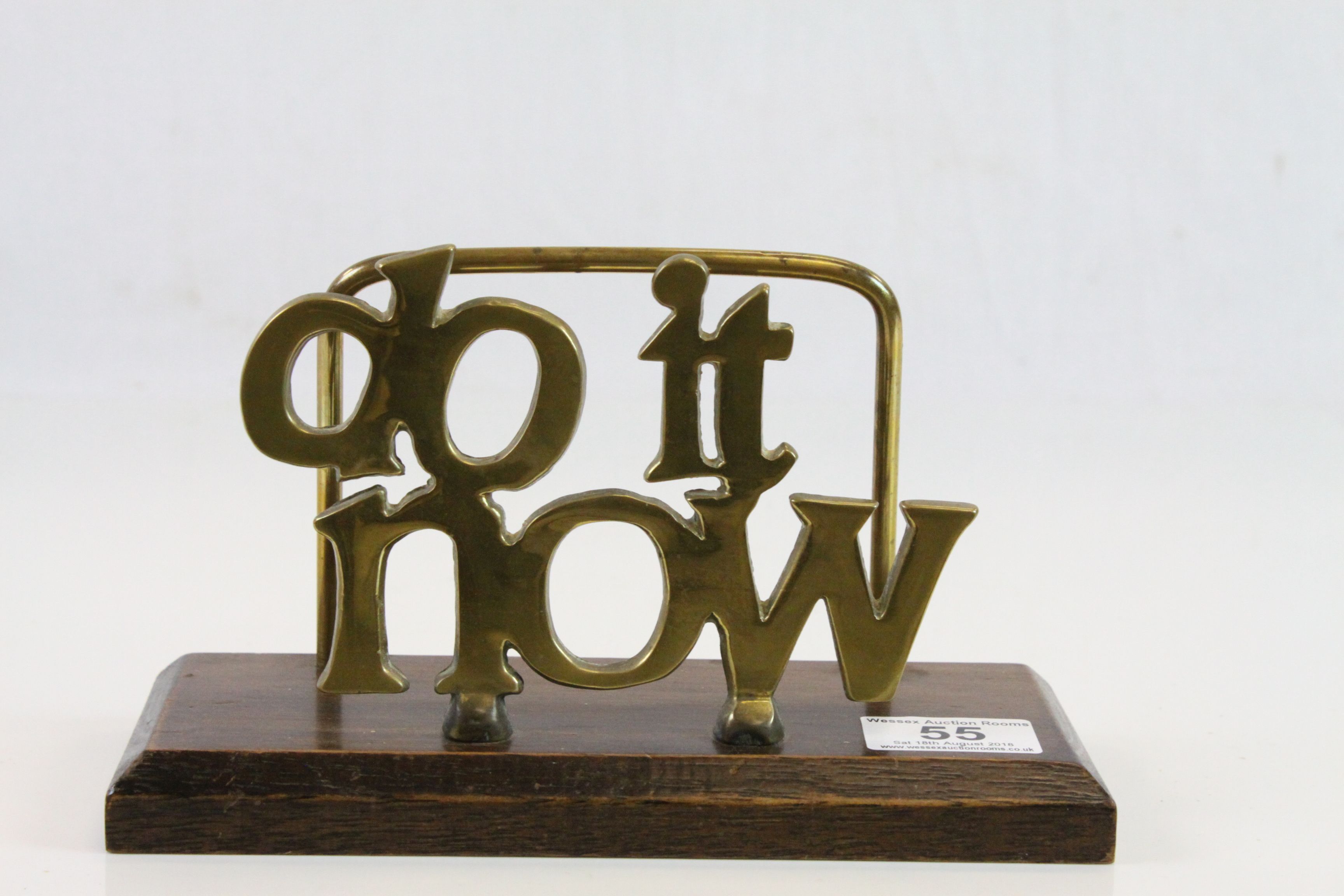 Brass Letter Rack ' Do It Now ' on wooden base - Image 2 of 2