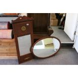 Empire Style Mahogany Wall Mirror with Gilt Metal Mounts together with an Early 20th century Oval