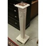 White Painted Jardiniere Stand with Marble Tile Top