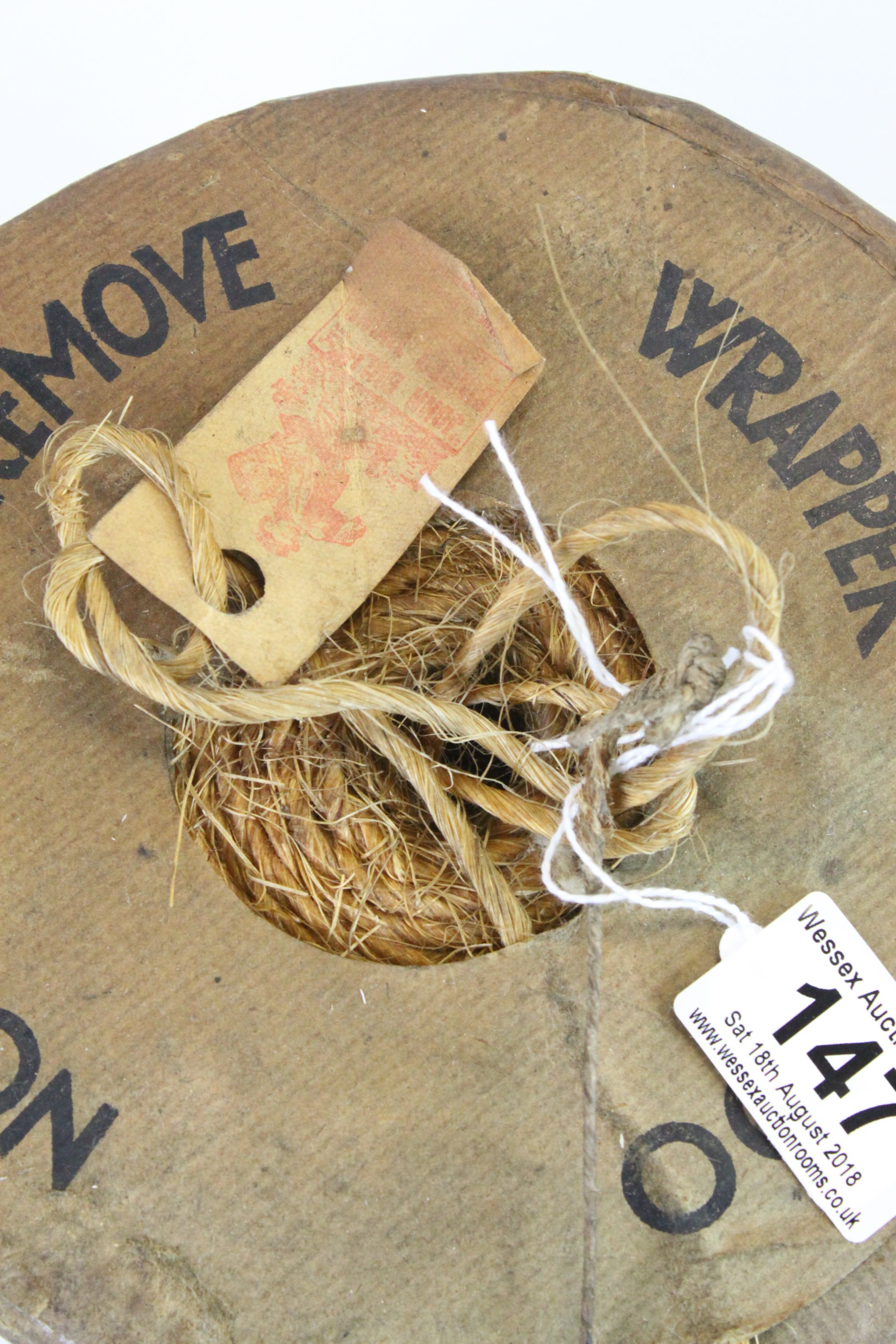 Vintage Wrapped Roll of Binder Twine marked ' John Bull Binder Twine, patent wrapper no. 379705 ' - Image 3 of 4