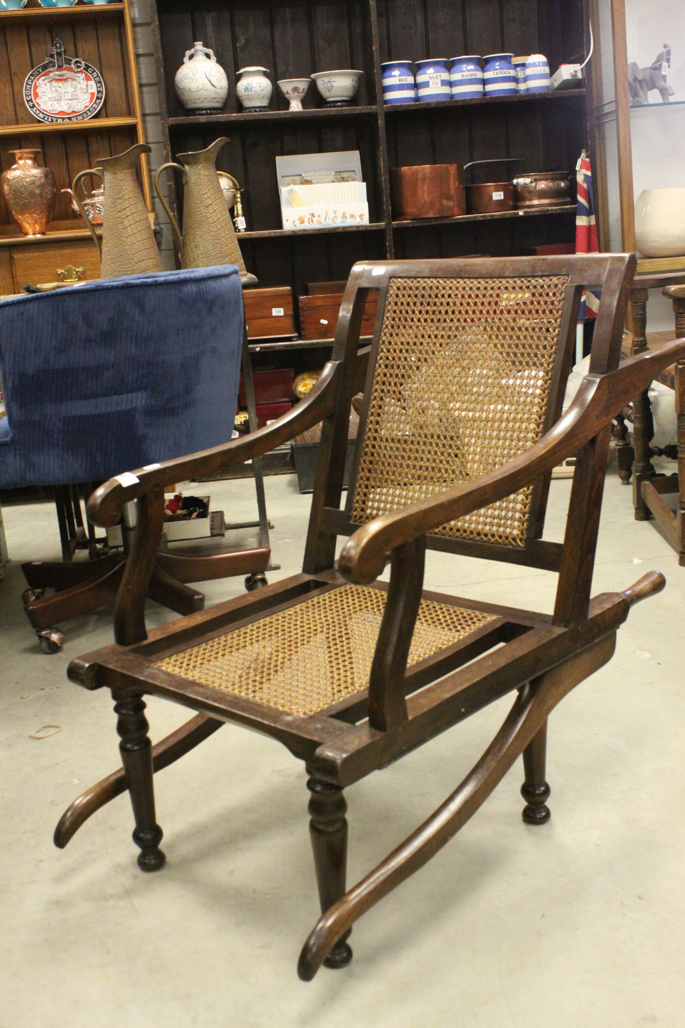 19th century Carter style invalid chair with bergere back and seat