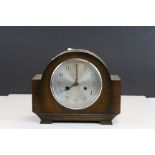 1930's / 40's Enflied ' Dupontic ' Oak Cased Mantle Clock with GWR plaque to top