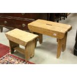 Two Antique Rustic Pine Stools