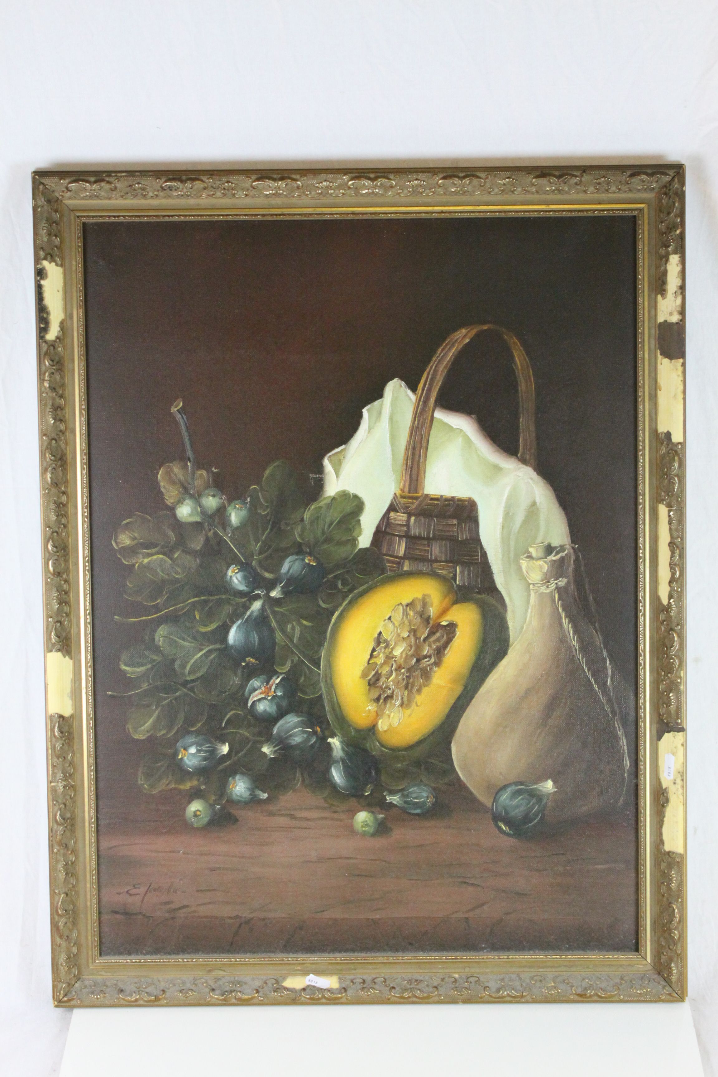 Large gilt framed Oil on canvas Still Life, signed by the Artist