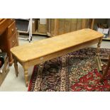 19th century Pine Long Bench / Window Seat raised on turned legs (trimmed to sides), approx.