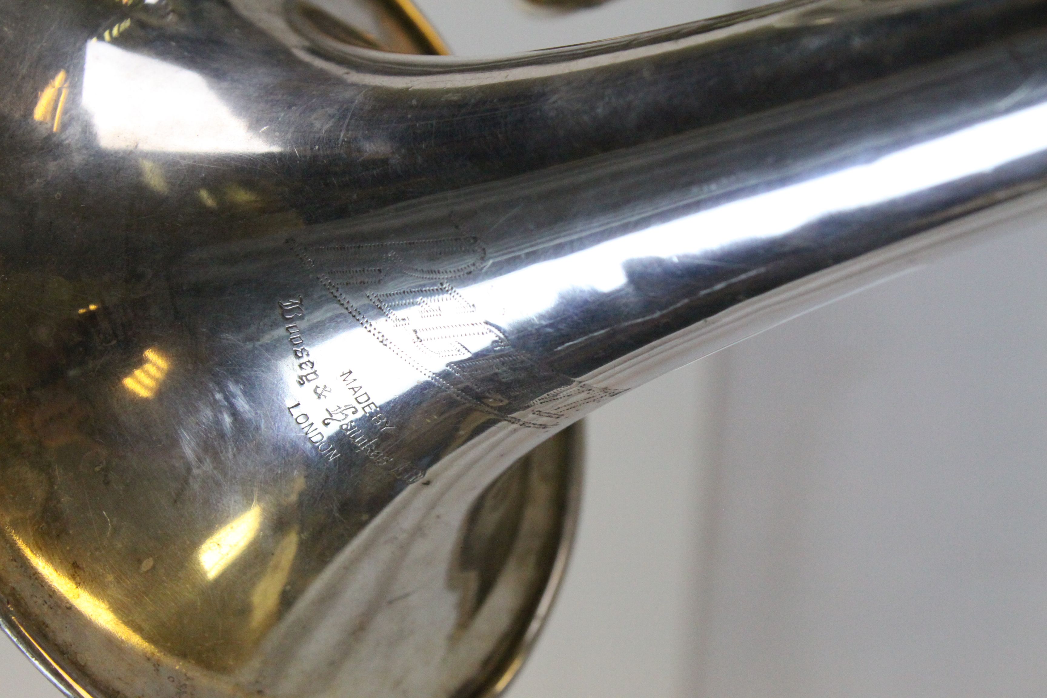 Two vintage Trumpets to include a Brass one marked "Manhattan" and a Silver plated example marked " - Image 8 of 9